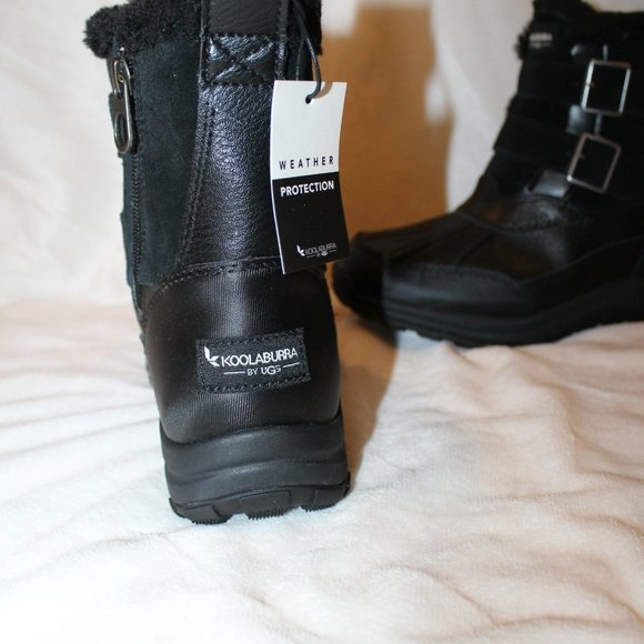 NIB UGG‎ KOOLABURRRA WOMEN'S IMREE BLACK LEATHER SNOW WINTER MOTO BOOTS 6 - Picture 4 of 8